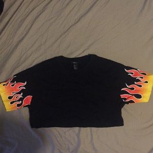 Crop Top with Flame Sleeves
